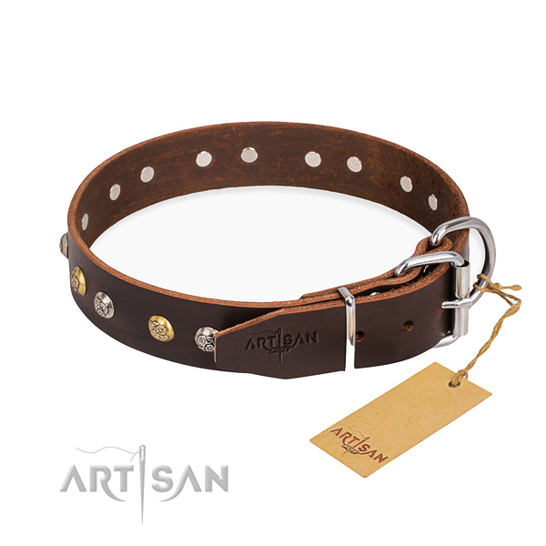 Top notch leather dog collar handmade for walking