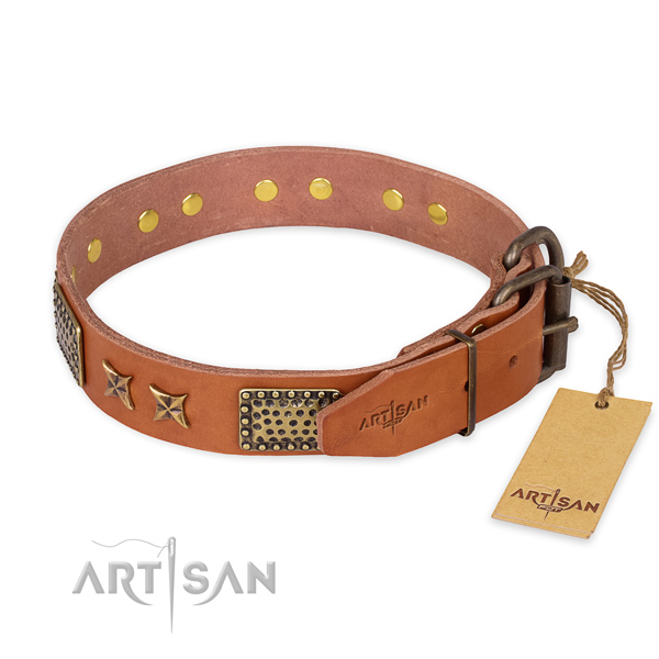 Rust resistant buckle on genuine leather collar for your lovely four-legged friend