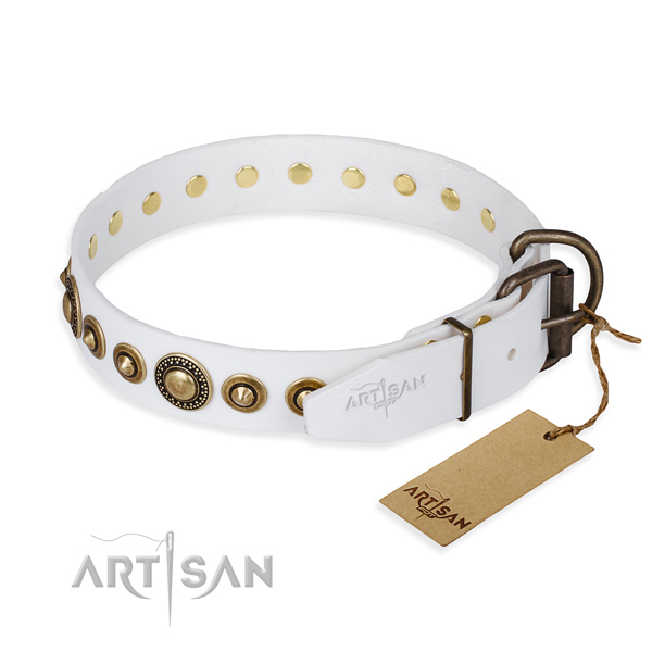 High quality genuine leather dog collar crafted for fancy walking
