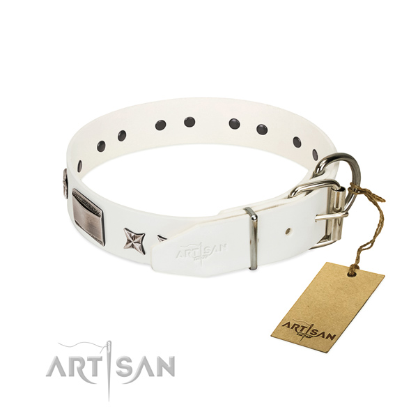 Easy adjustable collar of leather for your handsome pet