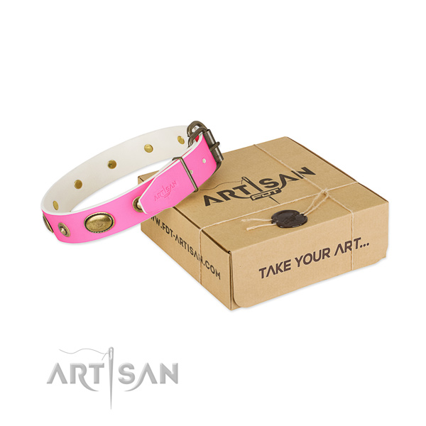 Handcrafted genuine leather collar for your attractive pet