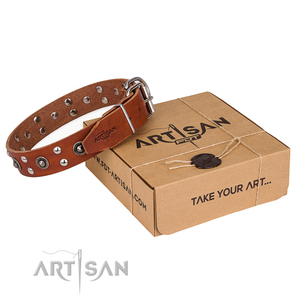 Rust resistant fittings on genuine leather collar for your beautiful pet