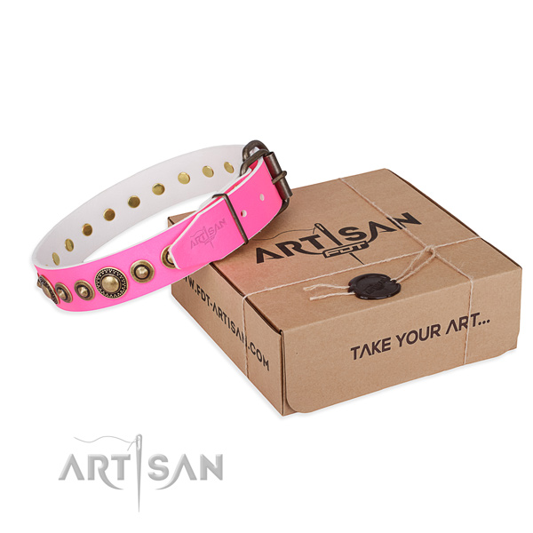 Top rate full grain genuine leather dog collar created for fancy walking