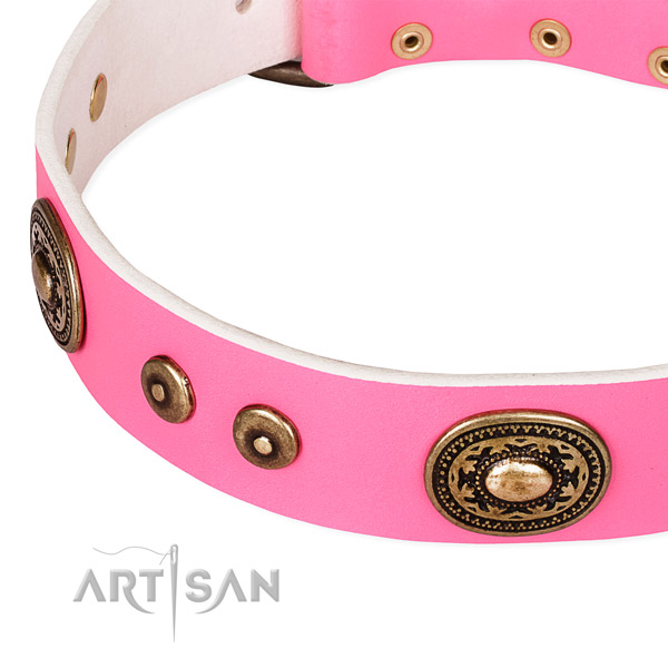 Full grain leather dog collar made of best quality material with studs