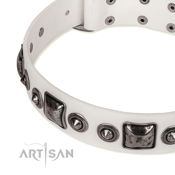 Soft to touch full grain leather dog collar handcrafted for your stylish four-legged friend