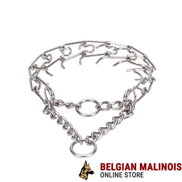 Adjustable stainless steel dog prong collar with removable links for large pets