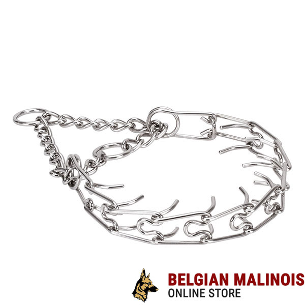 Corrosion resistant stainless steel prong collar for aggressive dogs