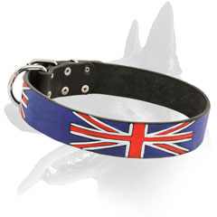 Leather Belgian Malinois Collar with Union Jack Painting