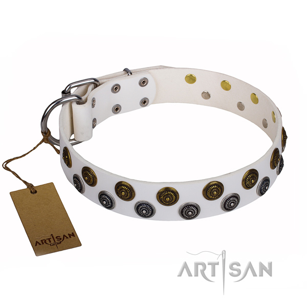 Inimitable natural genuine leather dog collar for everyday use