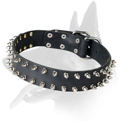 Elegant Malinois Leather Collar With Spikes