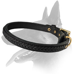 Solid Belgian Malinois Leather Collar