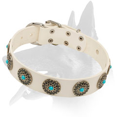 Leather dog collar white color