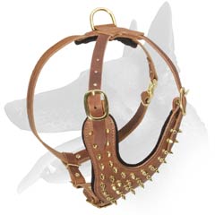 Spiked Belgian Malinois Leather Harness