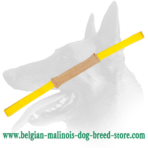 Belgian Malinois Soft Leather Pocket Bite Tug with Two Handles