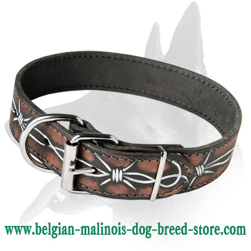 Stylish Painted Leather Collar for Belgian Malinois