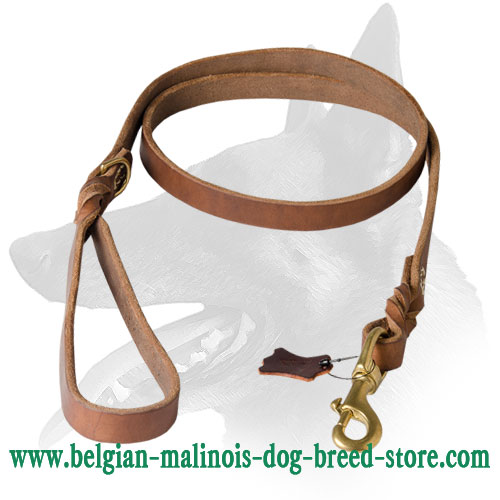 Stylish and Super Strong Belgian Malinois Leather Leash