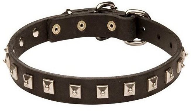 Fashionable Leather Collar With Nickel Cones