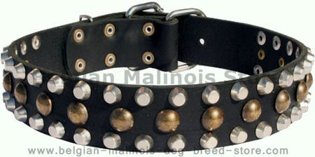 Chic Leather Collar With Hand-Set Studs And Cones