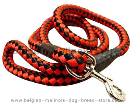 5 foot Round Nylon Leash With Brass Snap for Belgian Malinois