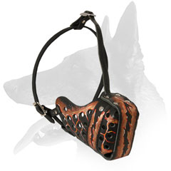 Leather Belgian Malinois Muzzle Hand-Painted