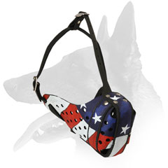 American Flag Painted Belgian Malinois Leather Muzzle